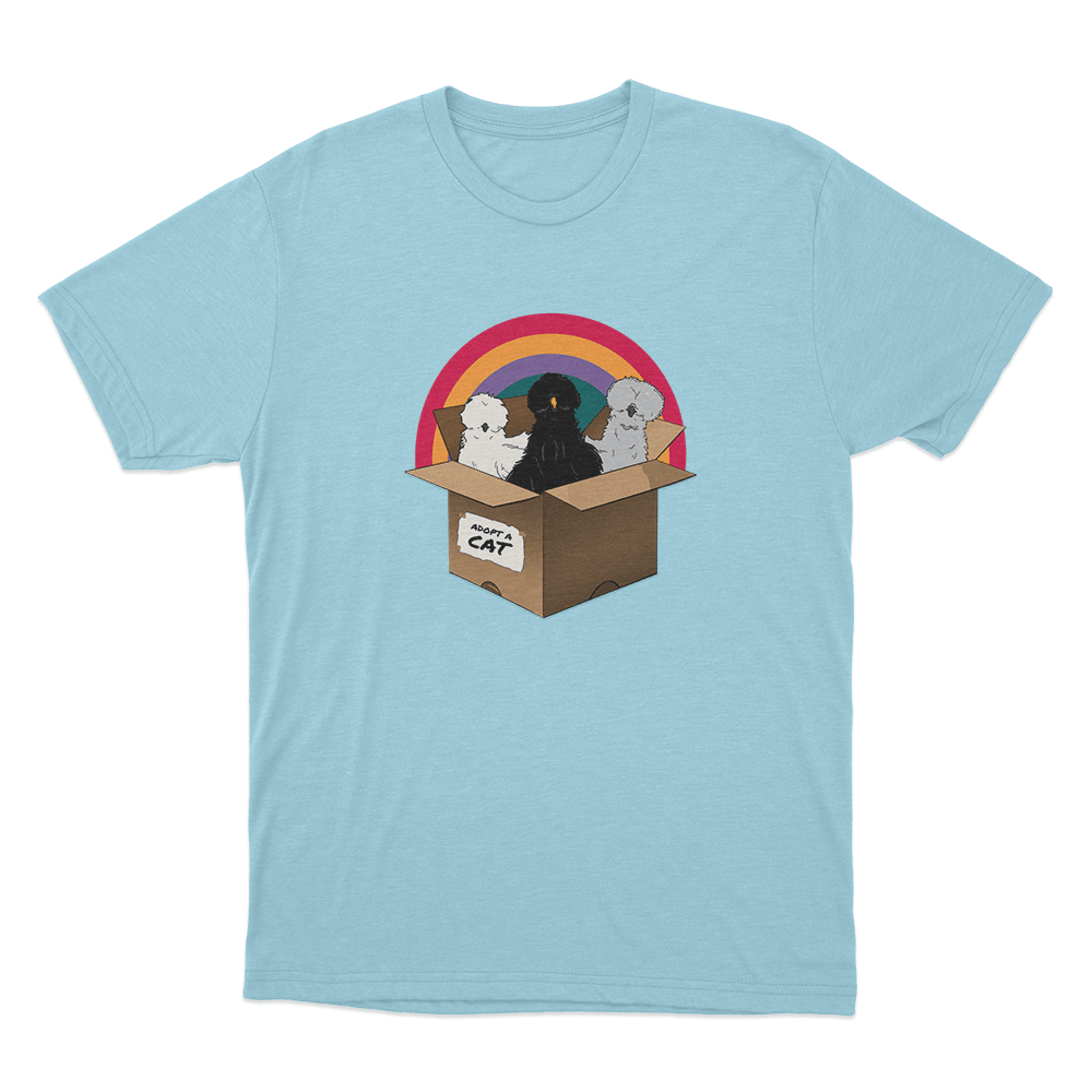 Adopt A Cat Unisex T Shirt Sky Blue Adopt A Cat Unisex T Shirt Sky Blue