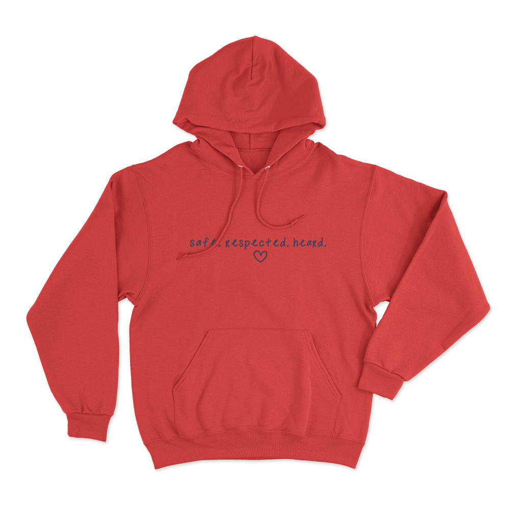 Safe Respected Heard Unisex Hoodie Red Safe Respected Heard Unisex Hoodie Red